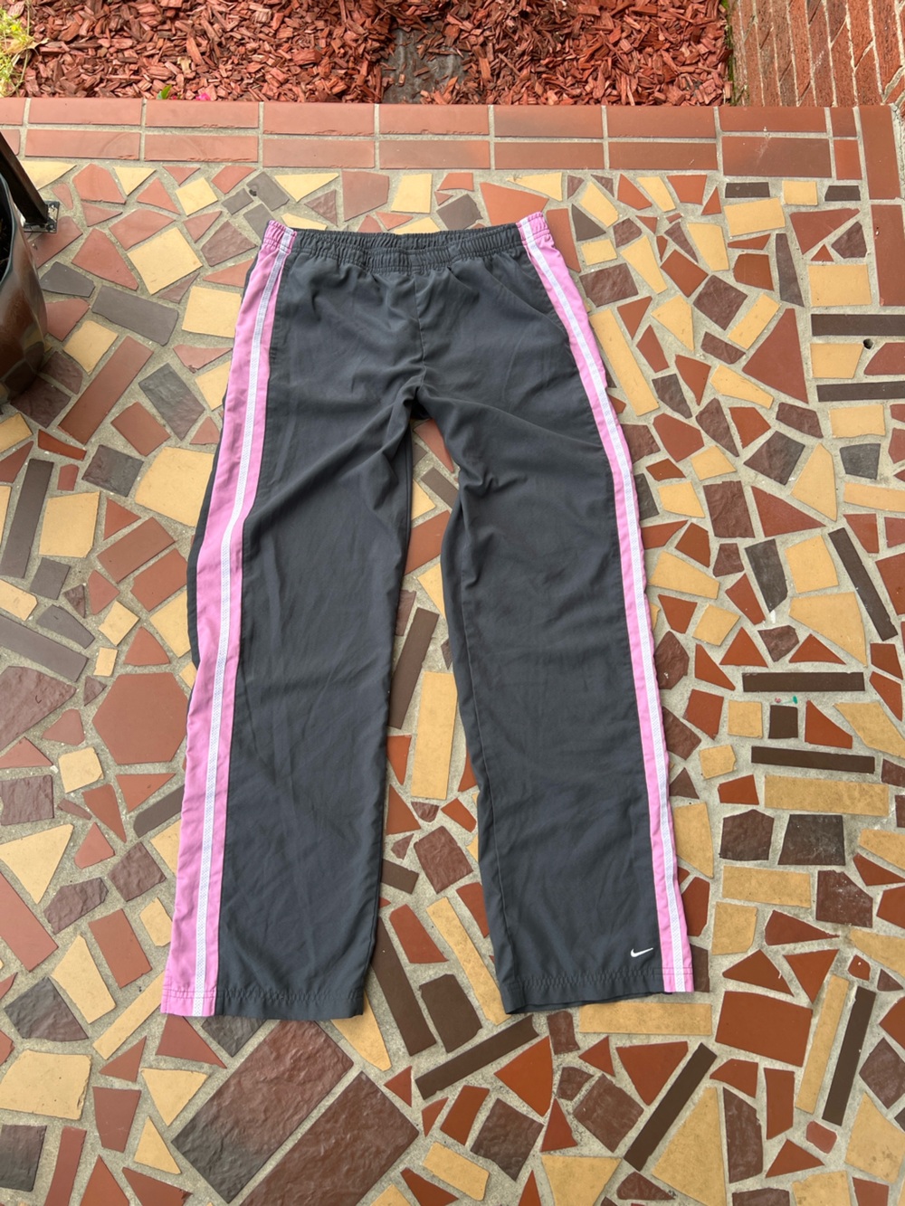 Nike Gray Sweatpants with Pink Side Stripes